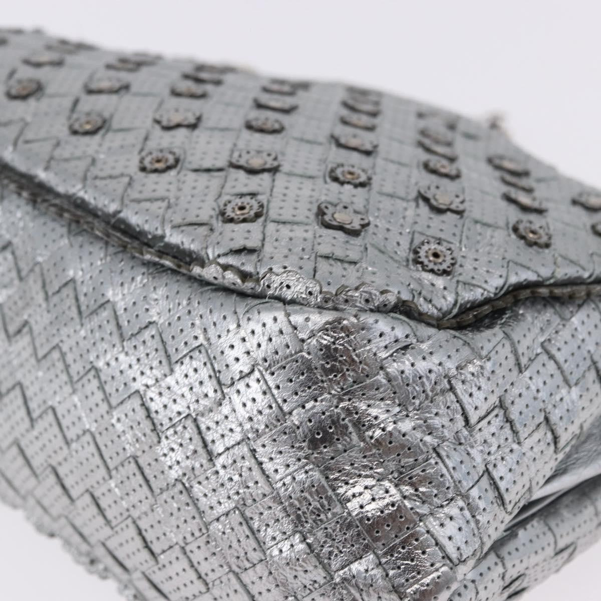 Bottega Veneta Intrecciato Shoulder Leather Silver Leather Shoulder Bag Bag (Pre-Owned)