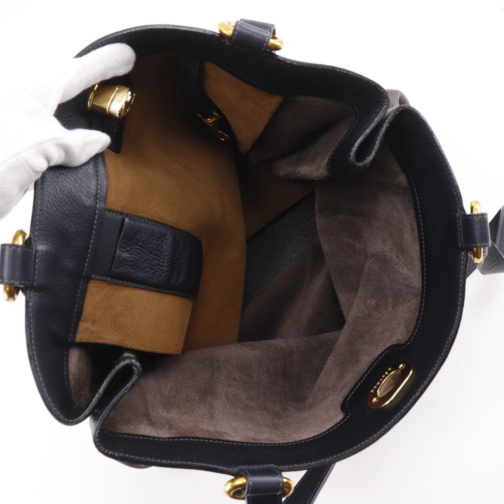 Delvaux Tote Bag Leather Brown Leather Tote Bag Bag (Pre-Owned)