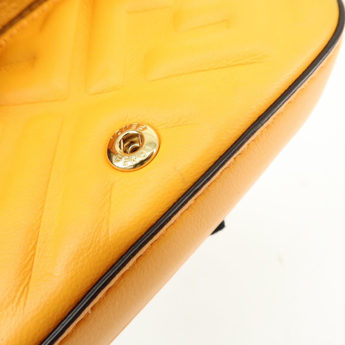 Fendi Chain Baguette Charm Zucca Embossed Leather Orange Leather Handbag (Pre-Owned)