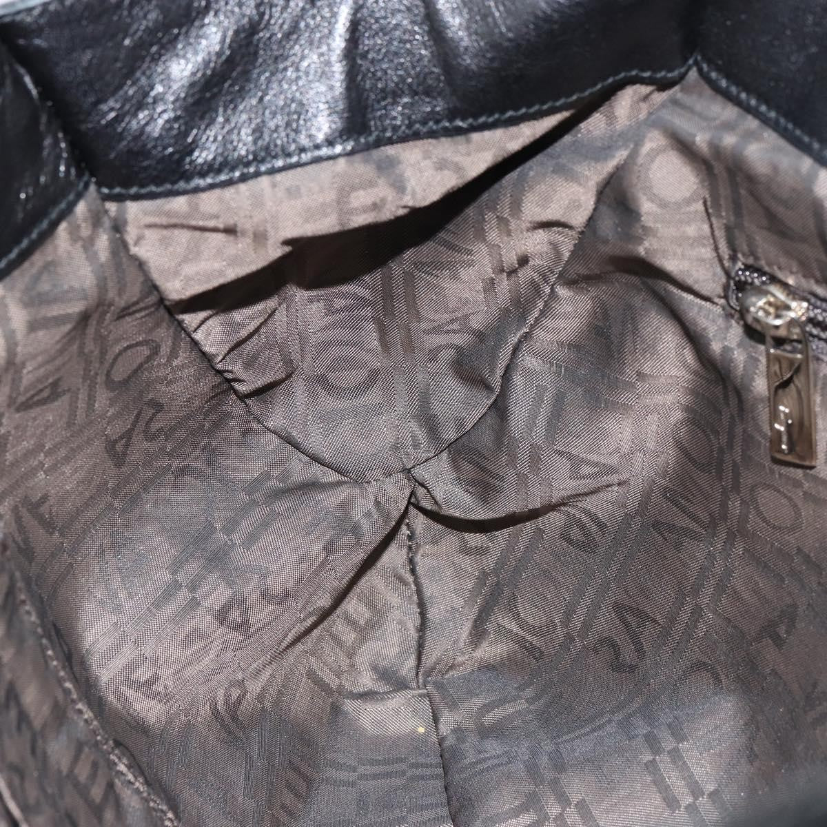 Salvatore Ferragamo Gancini Tote Patent Leather Black Patent_Leather Tote Bag Bag (Pre-Owned)