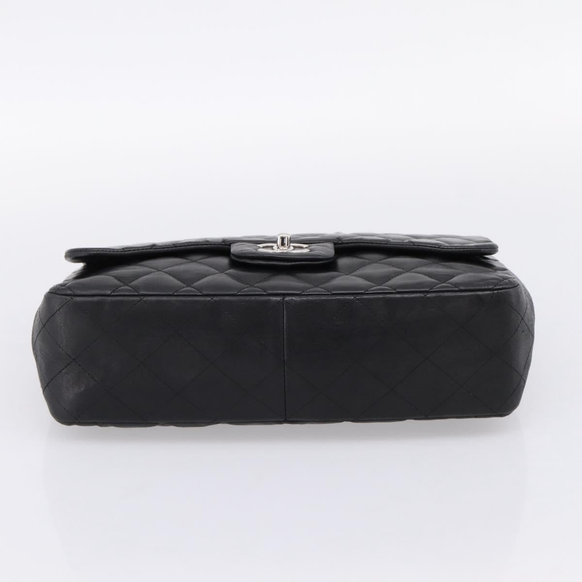 Chanel Vintage Square Classic Flap Quilted Lambskin Black Leather Handbag (Pre-Owned)