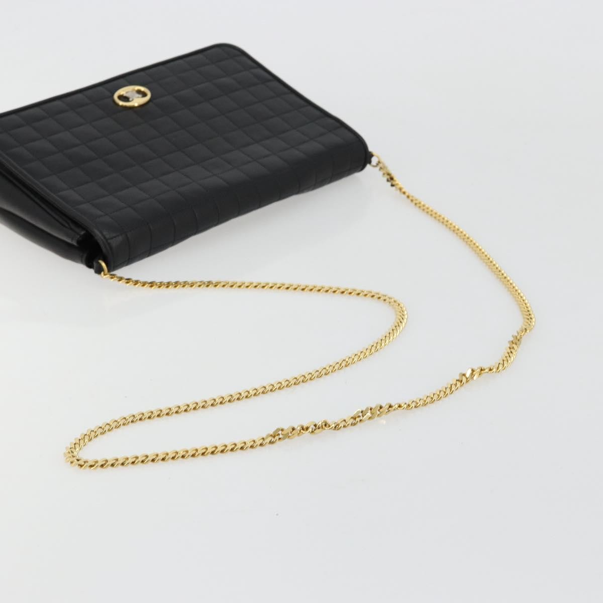 Celine Flap Shoulder Leather Black Leather Shoulder Bag Bag (Pre-Owned)