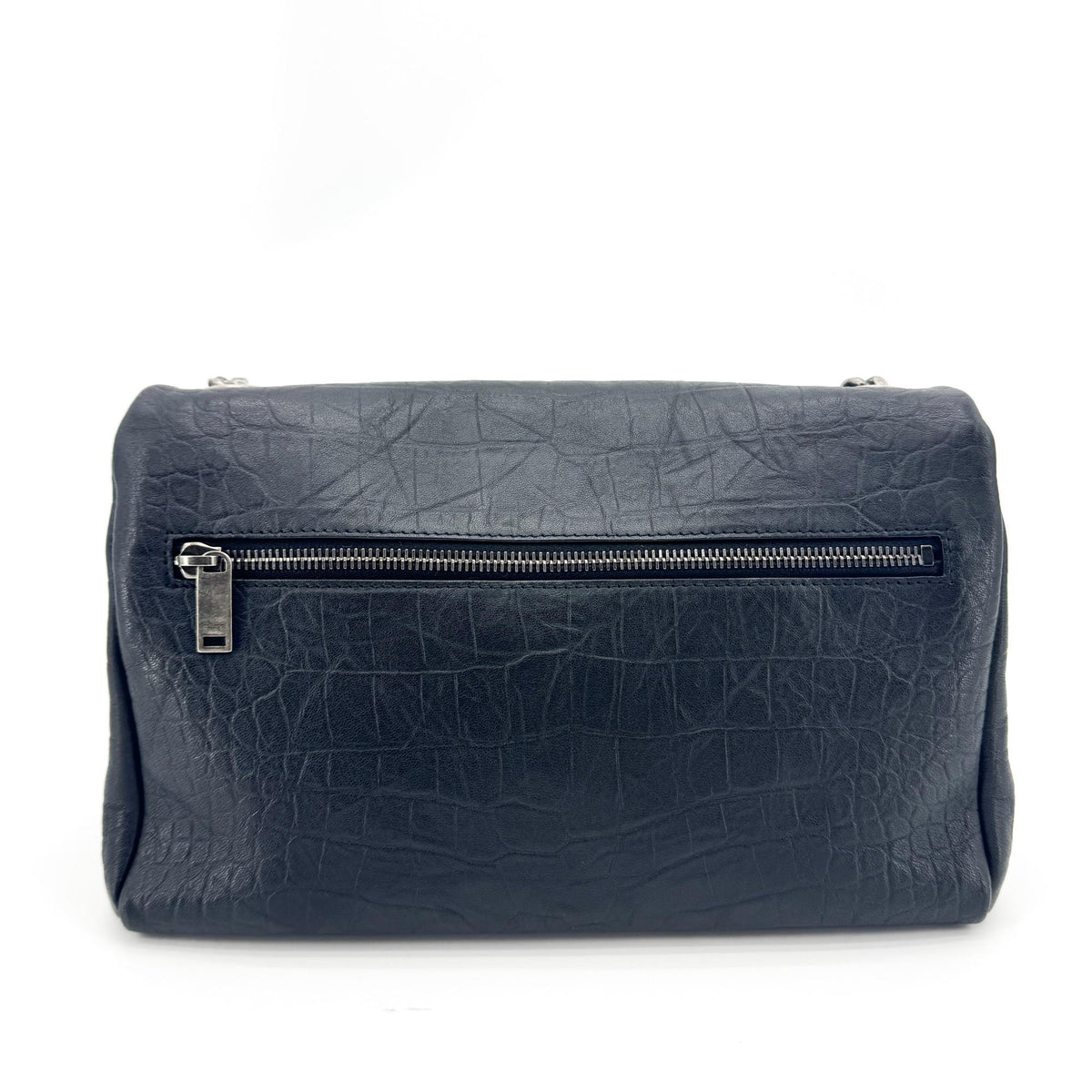Saint Laurent West Hollywood Crocodile Embossed Leather Black Leather Shoulder Bag Bag (Pre-Owned)