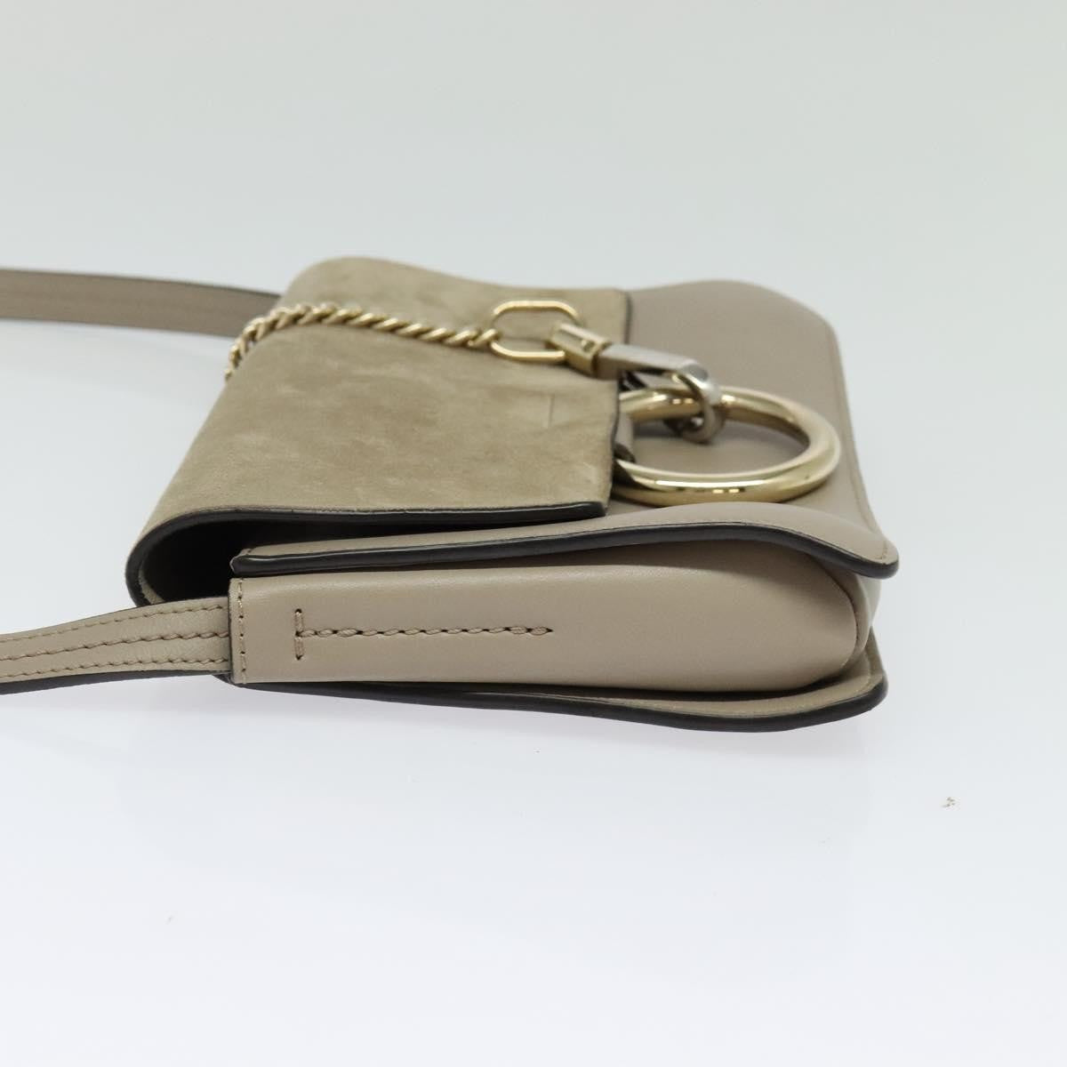 Chloe Faye Leather And Suede Gray Leather Shoulder Bag Bag (Pre-Owned)