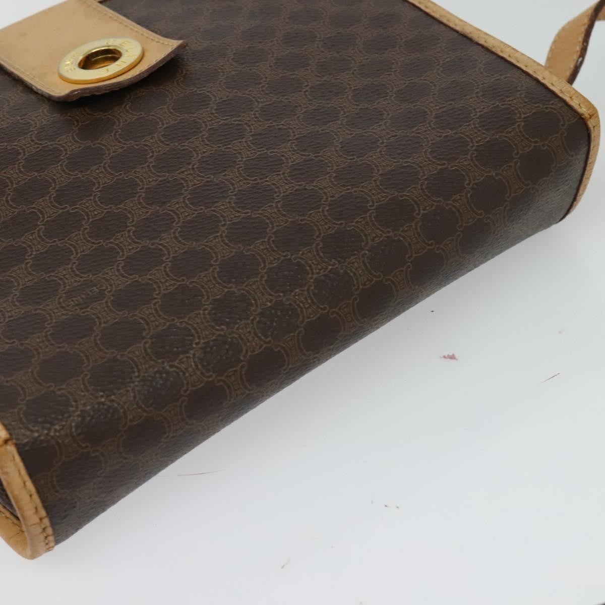 Celine Macadam Shoulder Pvc Leather Brown Canvas Bag (Pre-Owned)
