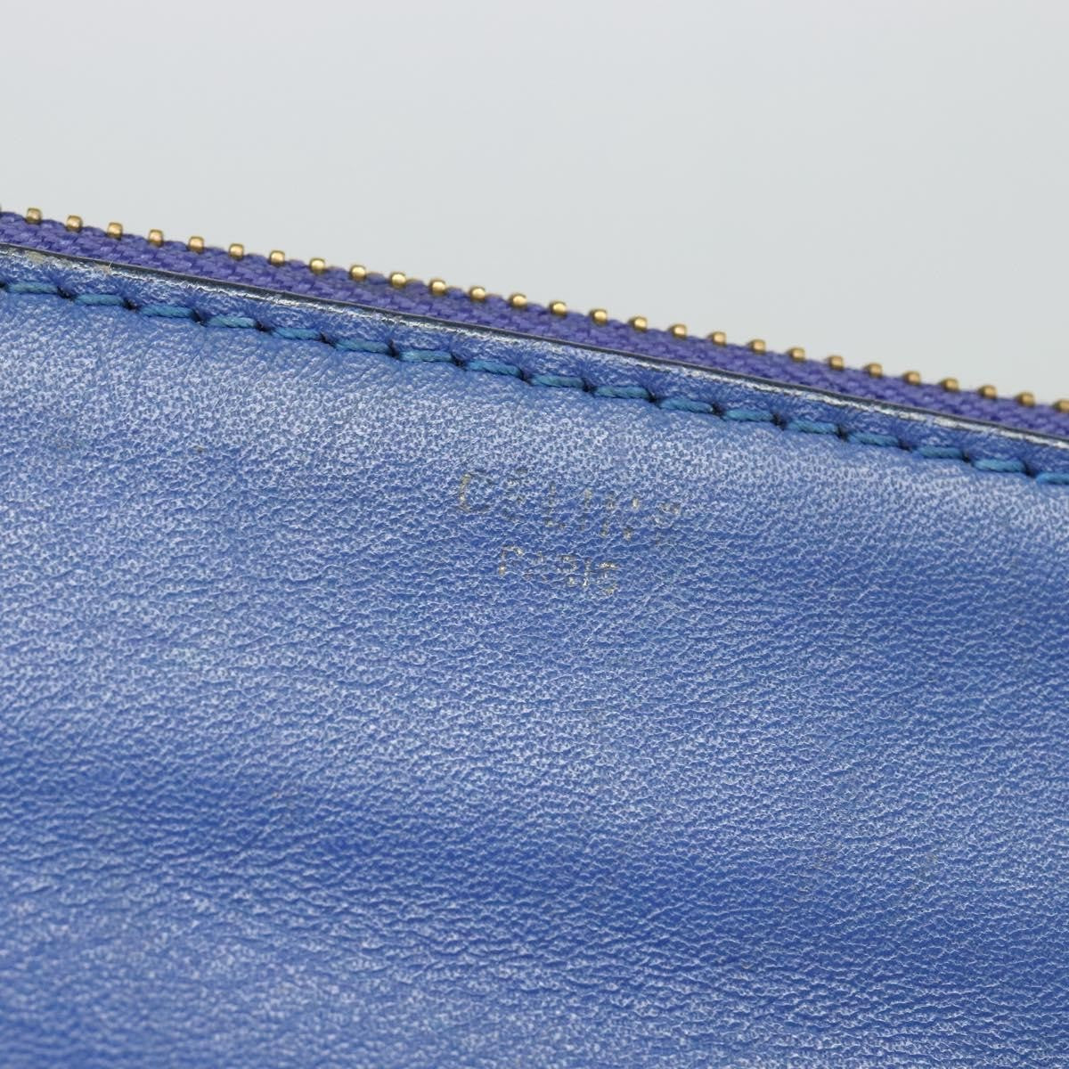 Celine Trio Leather Blue Leather Shoulder Bag Bag (Pre-Owned)