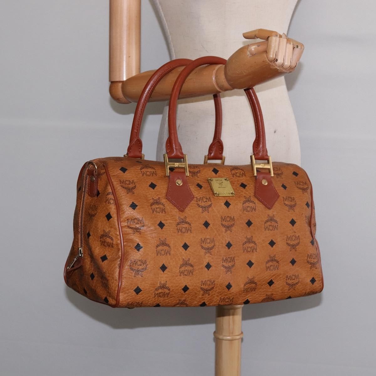 MCM Visetos Logogramme Leather Brown Leather Handbag (Pre-Owned)