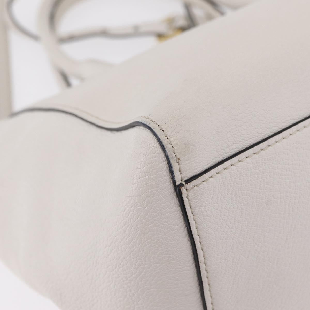 Miu Miu Madras Front Zip Leather White Leather Tote Bag Bag (Pre-Owned)