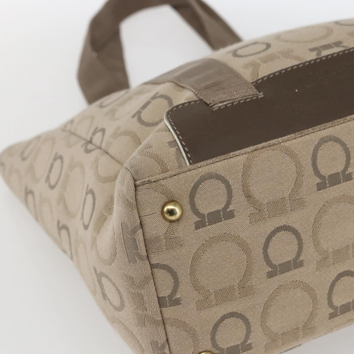 Salvatore Ferragamo Gancini Tote Gancini Canvas Beige Canvas Tote Bag Bag (Pre-Owned)