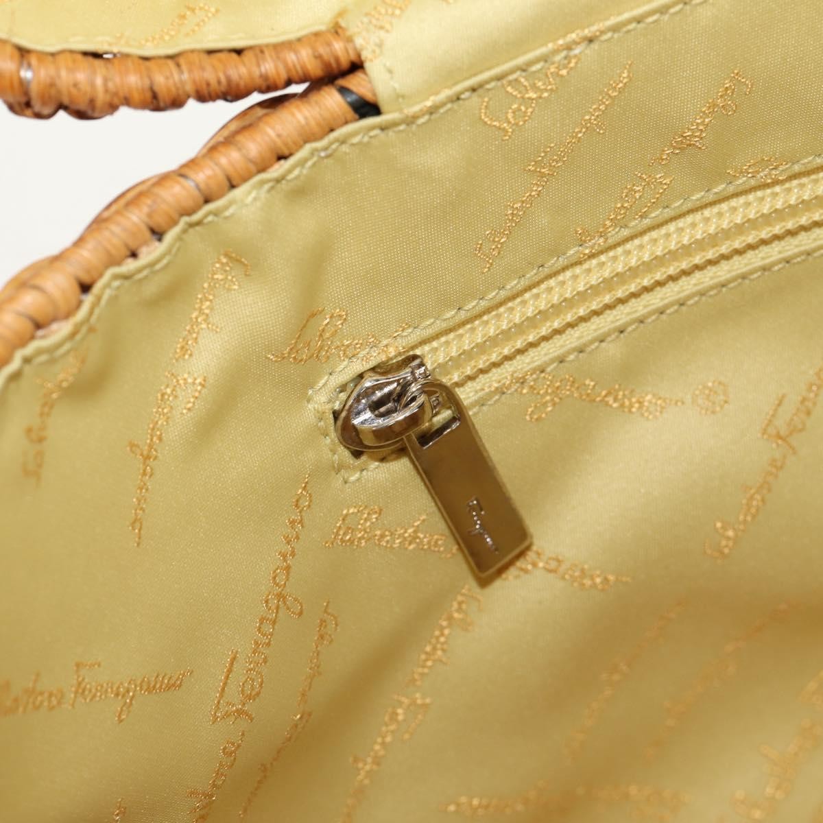 Salvatore Ferragamo Basket Gancini Leather And Wicker Beige Wicker Handbag (Pre-Owned)
