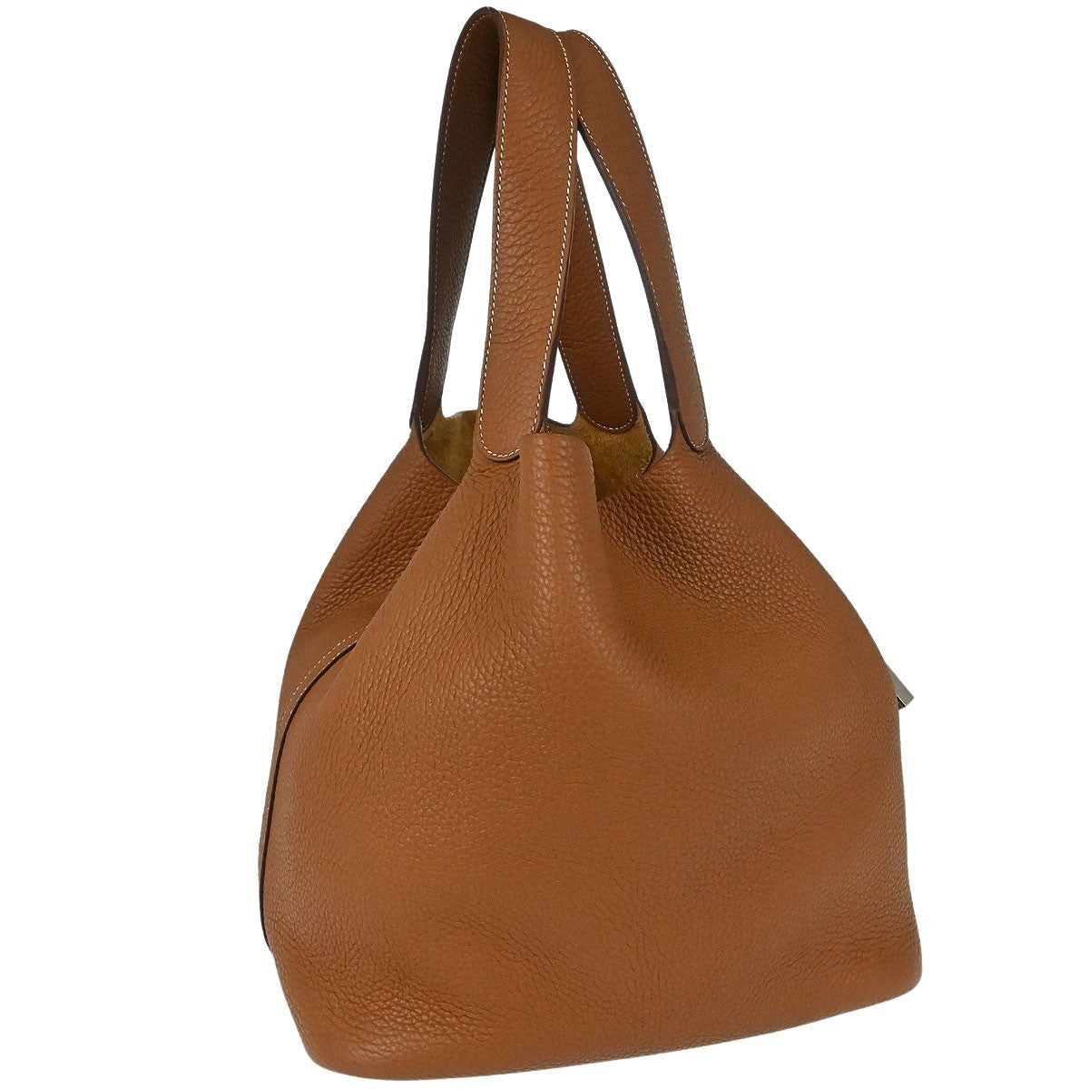 Hermes Picotin Lock Clemence Gold Leather Handbag (Pre-Owned)