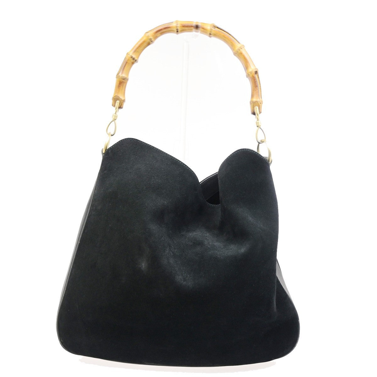Gucci Vintage Bamboo Hobo Suede Black Suede Shoulder Bag Bag (Pre-Owned)