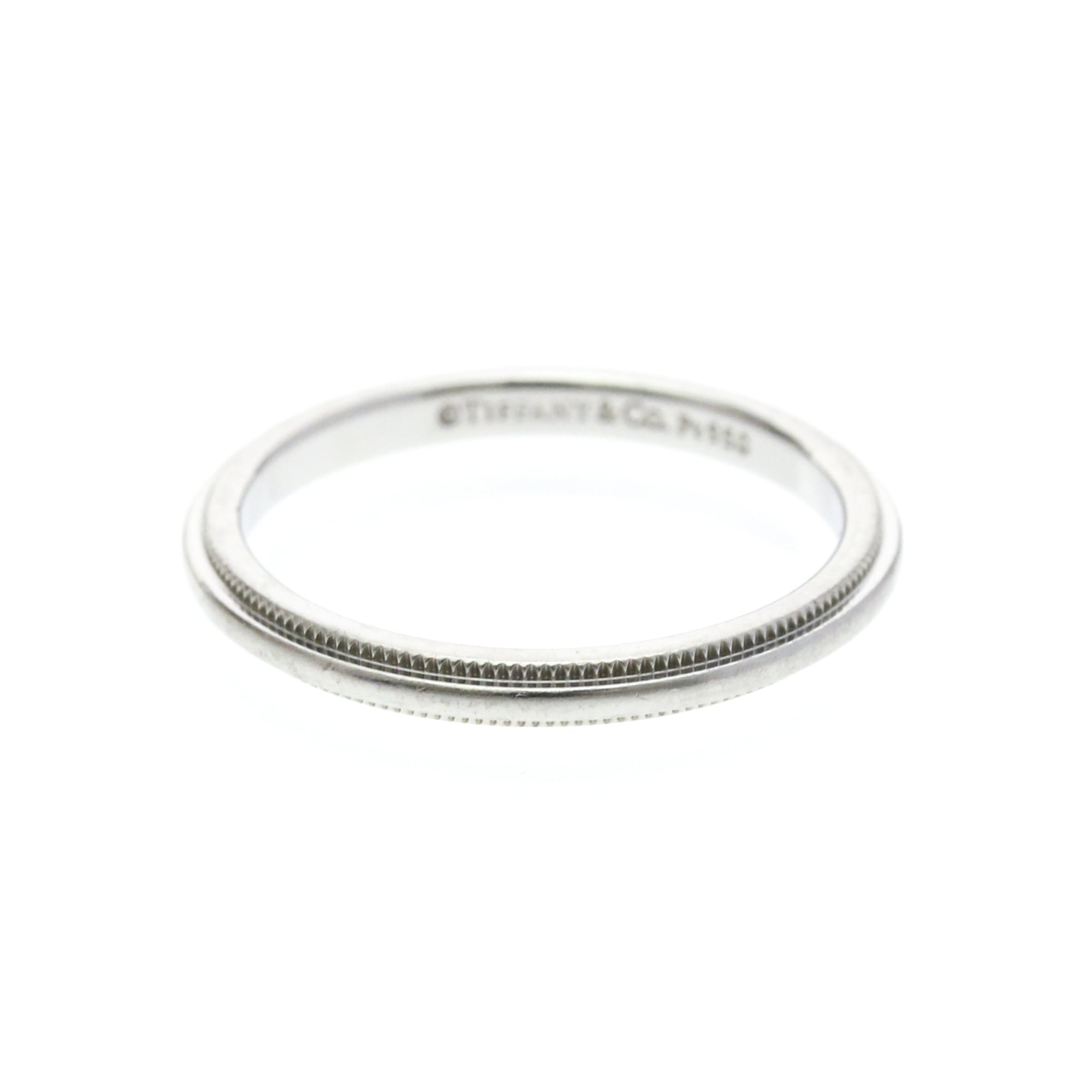 Tiffany & Co. Classic Milgrain Band Platinum Silver Platinum Ring Jewelry (Pre-Owned)