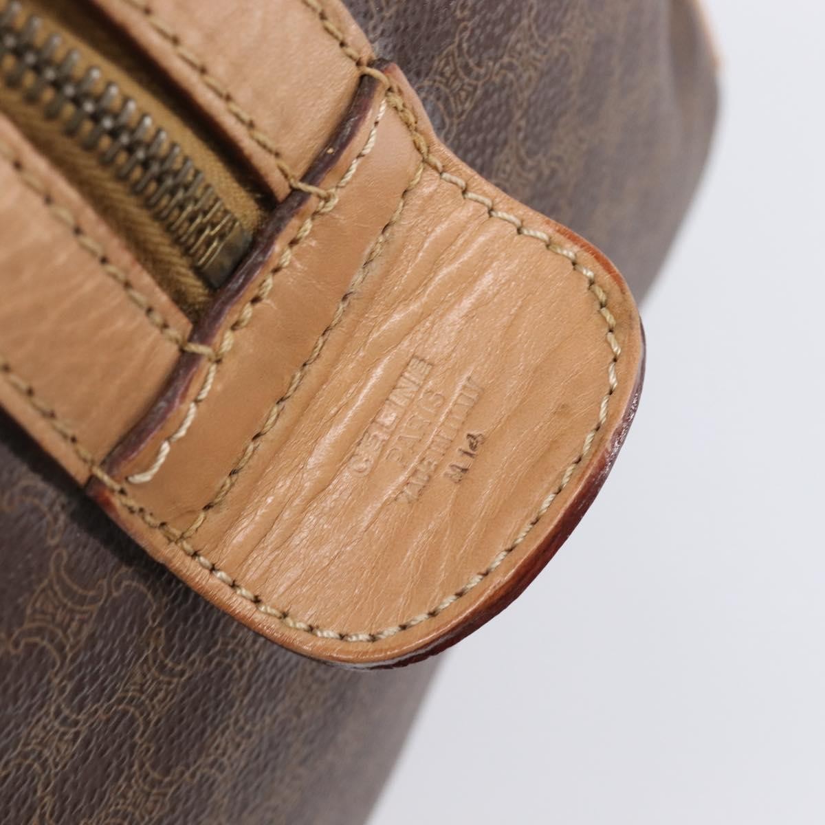 Celine Vintage Duffle Macadam Coated Canvas Brown Pvc Handbag (Pre-Owned)