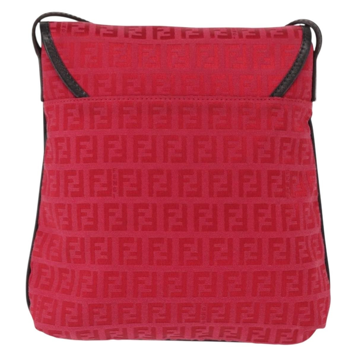 Fendi Vintage Flap Zucchino Canvas Red Canvas Shoulder Bag Bag (Pre-Owned)