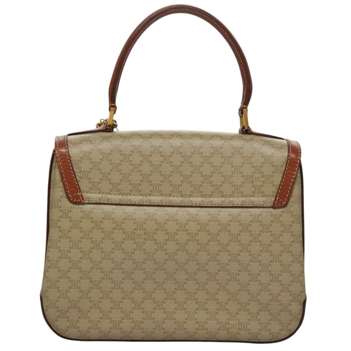 Celine Vintage Convertible Top Handle Macadam Coated Canvas Beige Canvas Handbag (Pre-Owned)