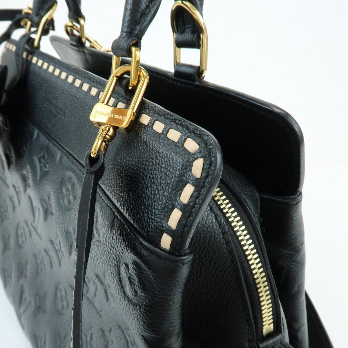 Louis Vuitton Vosges Whipstitch Monogram Empreinte Leather Black Leather Handbag (Pre-Owned)