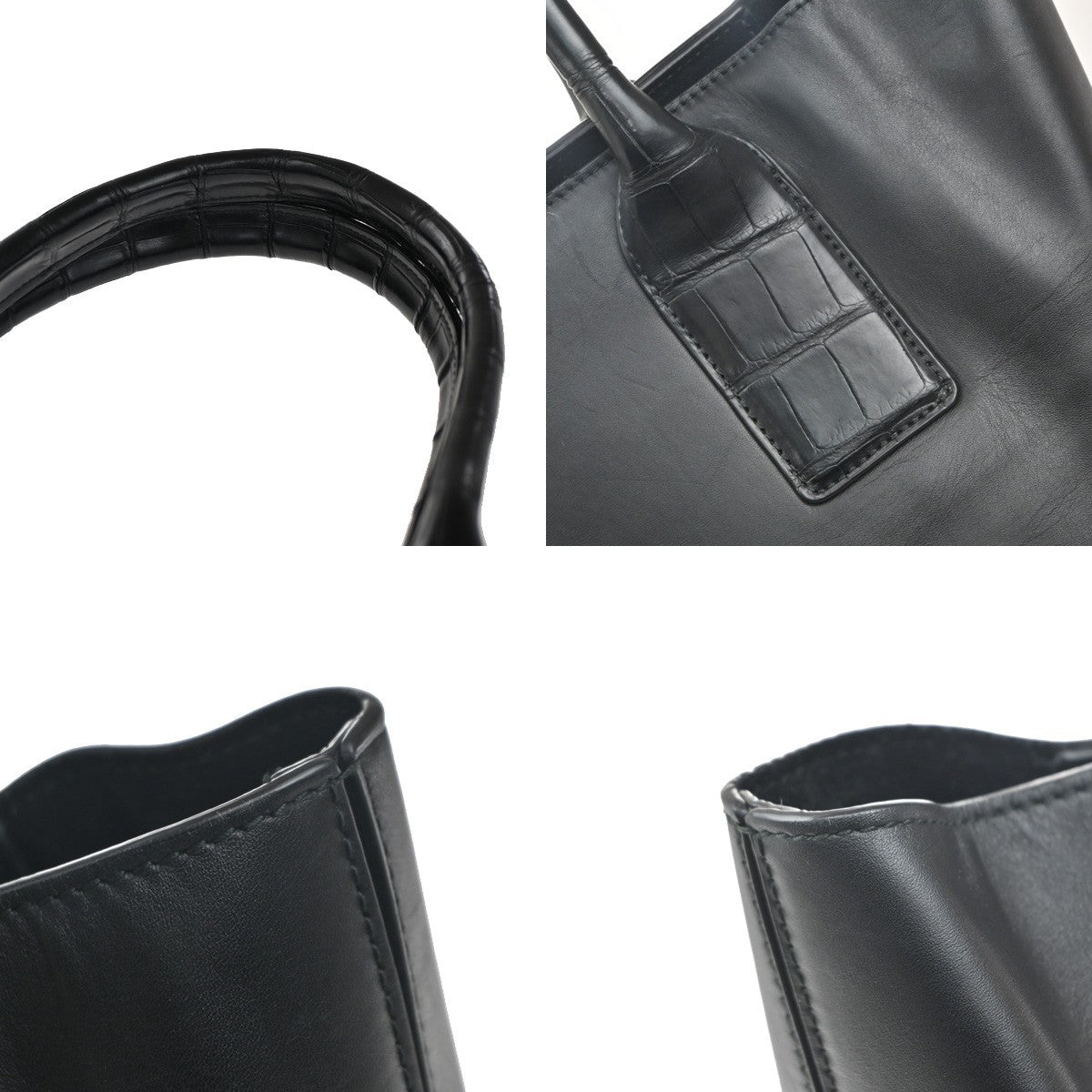 Bottega Veneta Open Tote Leather Black Leather Tote Bag Bag (Pre-Owned)