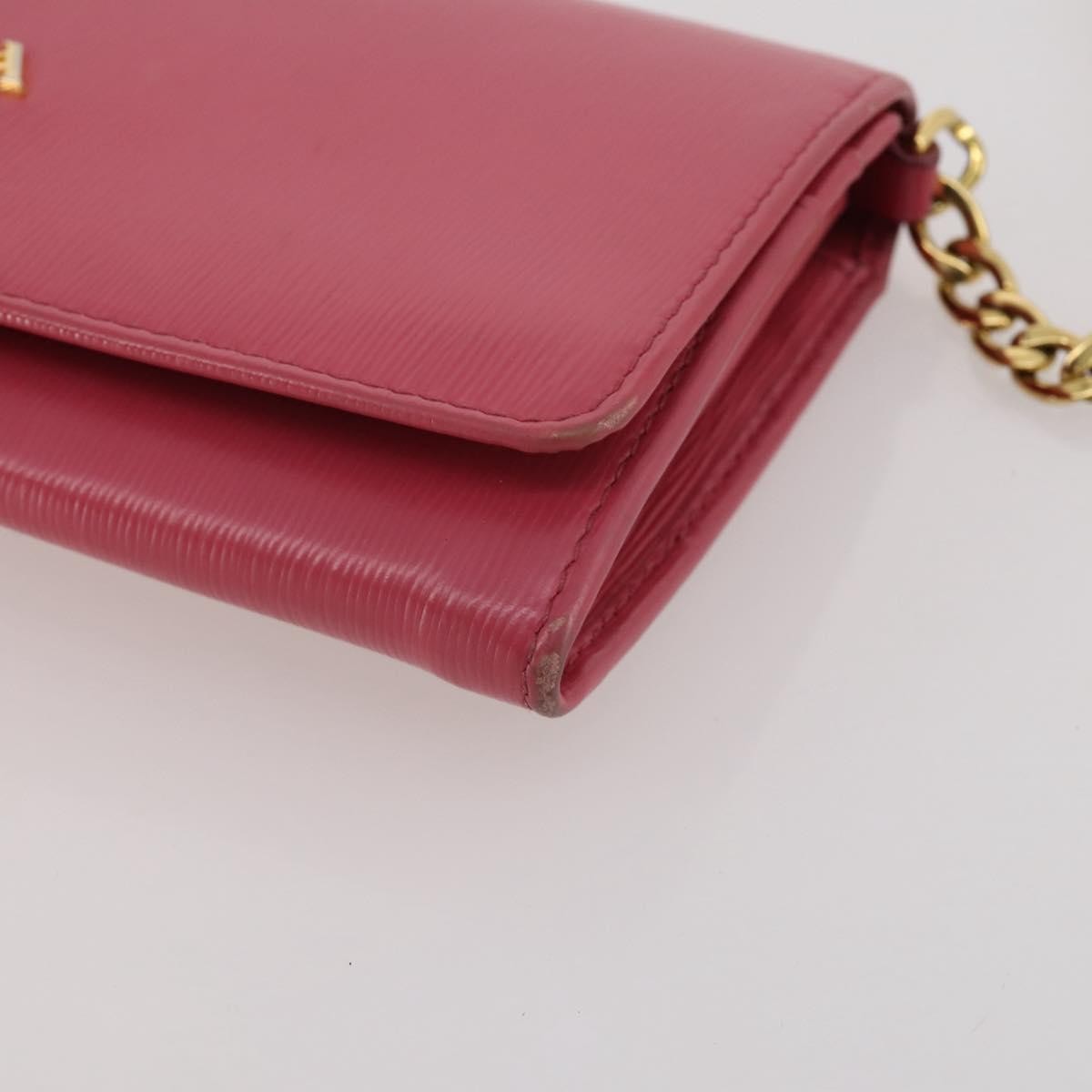 Prada Wallet On Chain Saffiano Leather Pink Leather Crossbody Bag Bag (Pre-Owned)