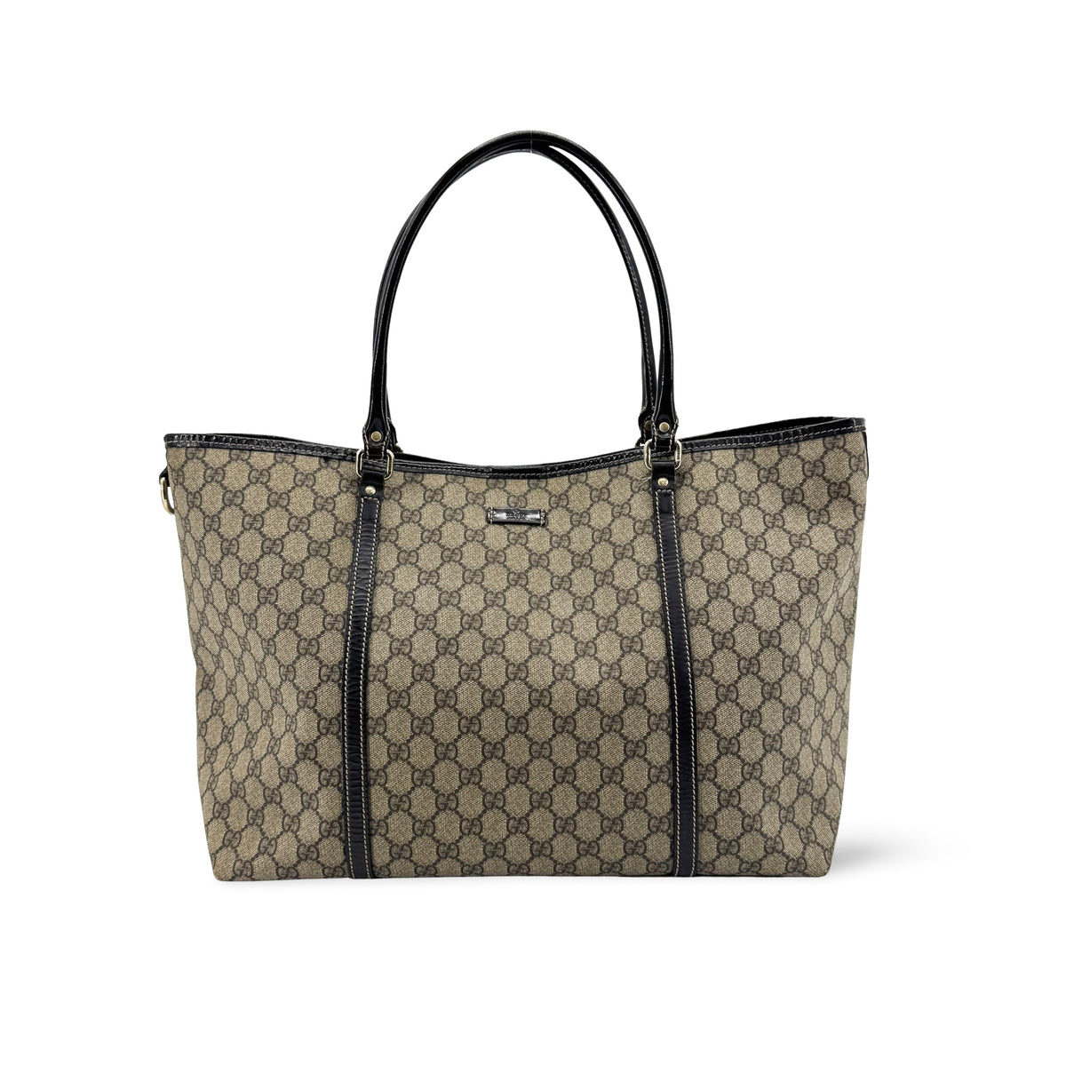 Gucci Joy Gg Coated Canvas With Leather Brown Canvas Tote Bag Bag (Pre-Owned)