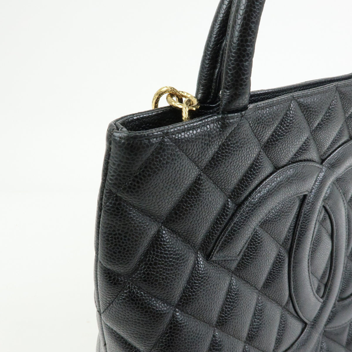 Chanel Medallion Quilted Caviar Black Crocodile_Skin Tote Bag Bag (Pre-Owned)