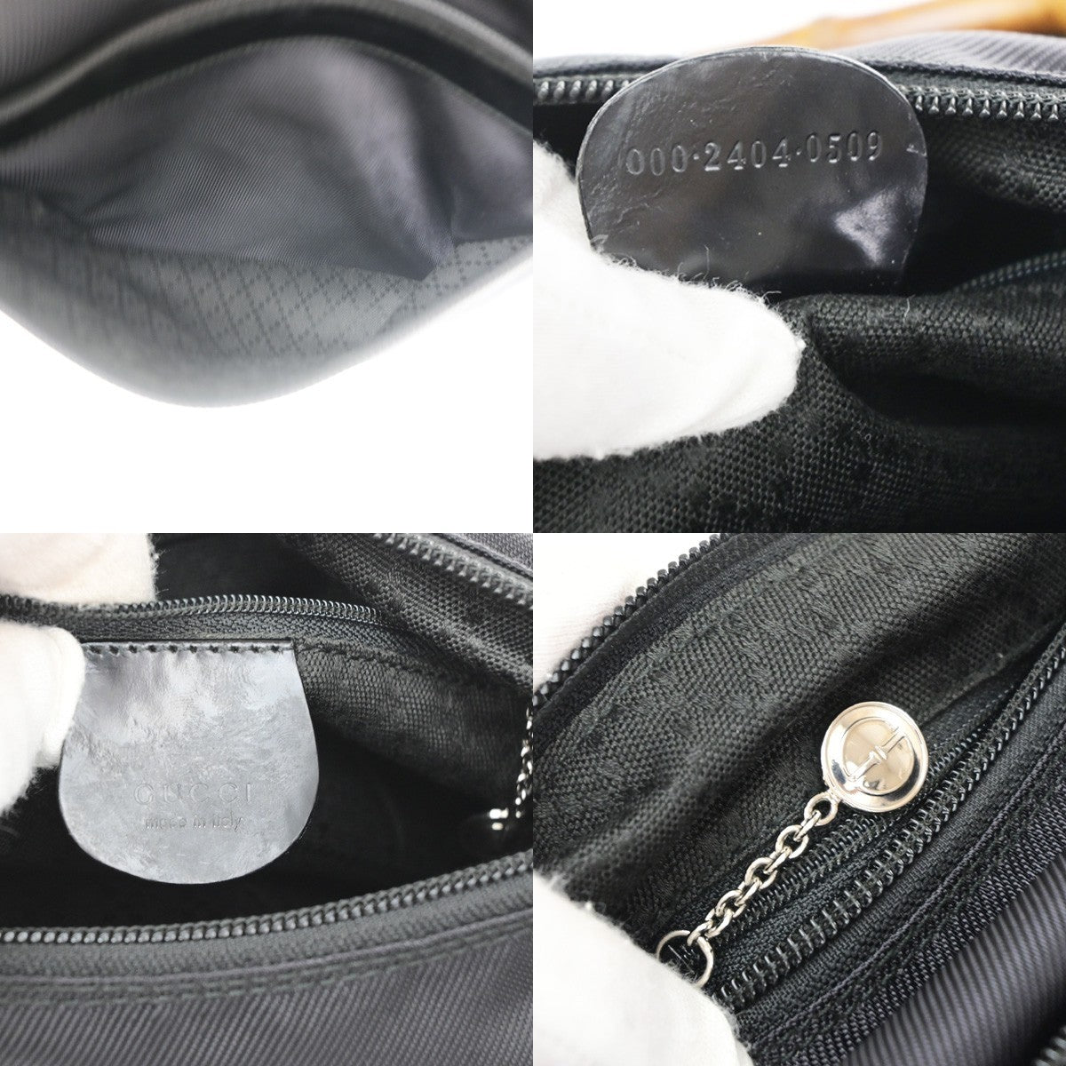 Gucci Sherry Bamboo Nylon Black Nylon Shoulder Bag Bag (Pre-Owned)