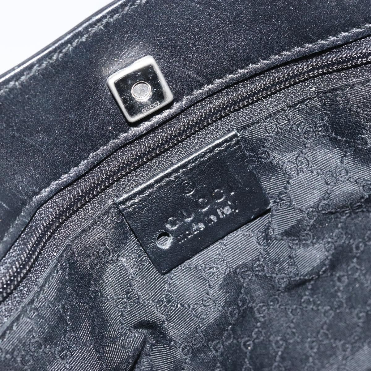 Gucci Vintage Web Tote Leather Black Leather Tote Bag Bag (Pre-Owned)