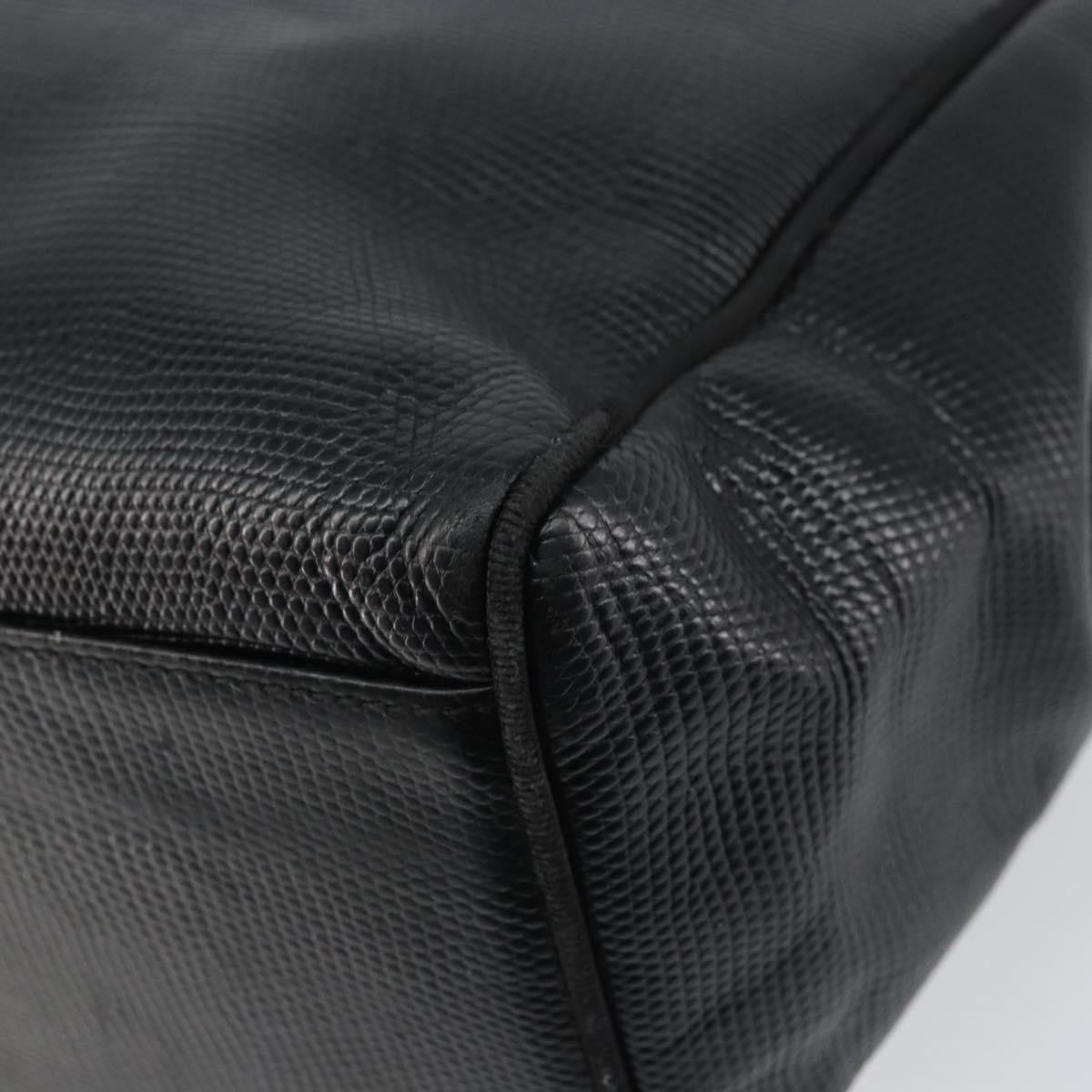 Salvatore Ferragamo Vintage Vara Bow Lizard Embossed Leather Black Leather Tote Bag Bag (Pre-Owned)