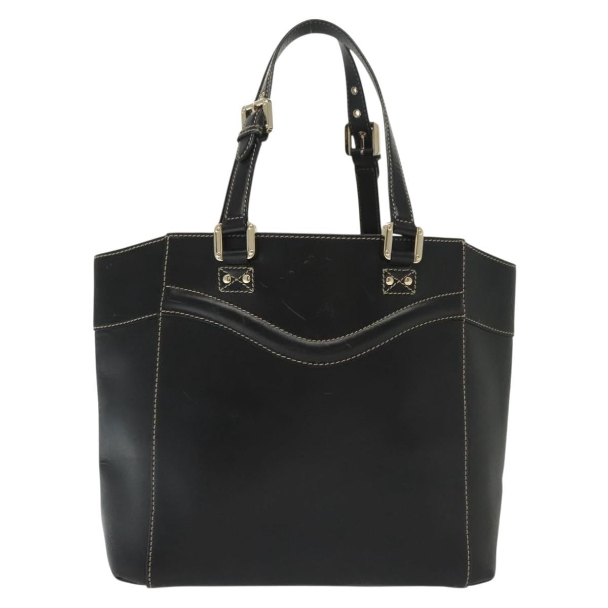 Gucci Tote Leather Black Leather Tote Bag Bag (Pre-Owned)