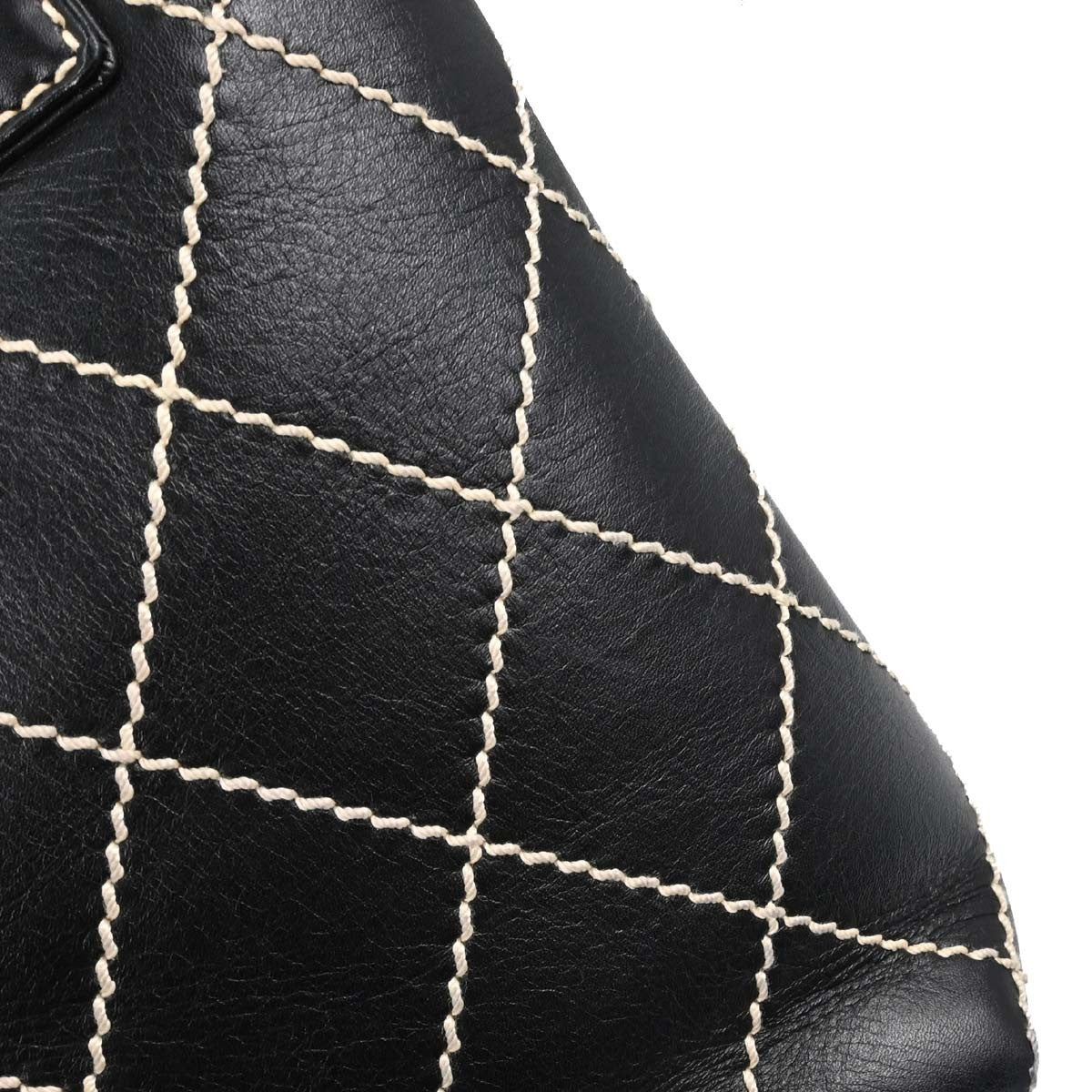 Chanel Surpique Quilted Leather Black Leather Tote Bag Bag (Pre-Owned)