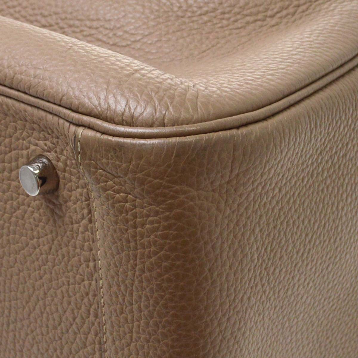 Hermes Lindy Clemence Gray Leather Handbag (Pre-Owned)