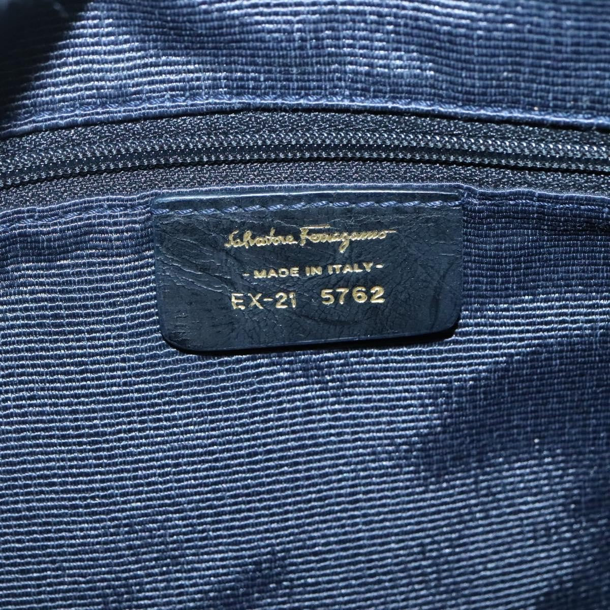 Salvatore Ferragamo Gancini Canvas Blue Canvas Shoulder Bag Bag (Pre-Owned)