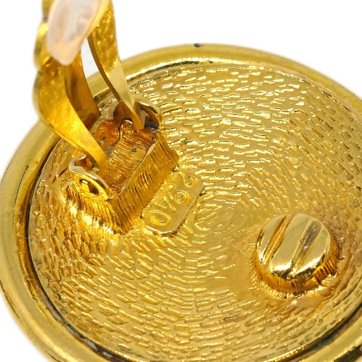 Chanel Cc Round Metal Gold Gold_Plated Earrings Jewelry (Pre-Owned)