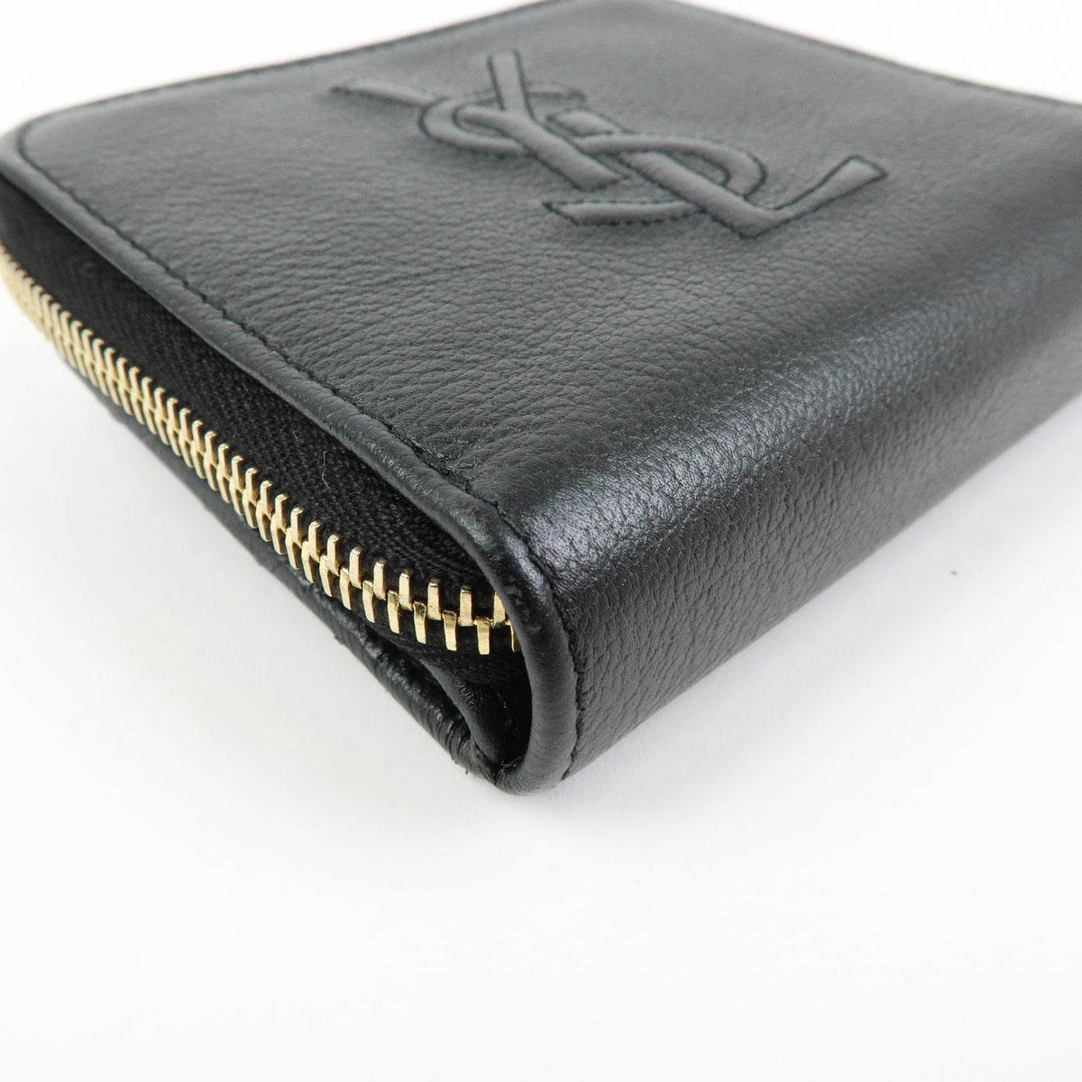 Saint Laurent Belle De Jour Zip Around French Leather Black Leather Wallets Accessory (Pre-Owned)