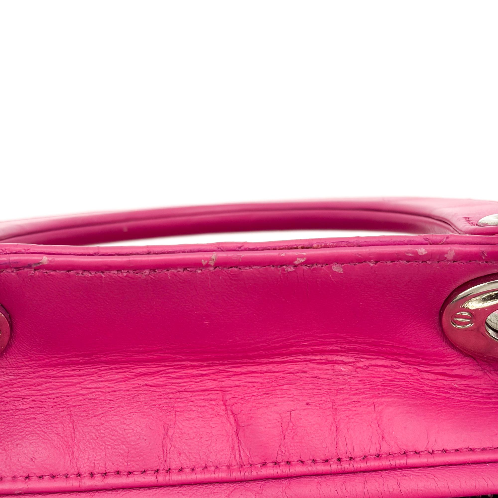 Christian Dior Lady Dior Bag Cannage Quilt Lambskin Pink Leather Handbag (Pre-Owned)