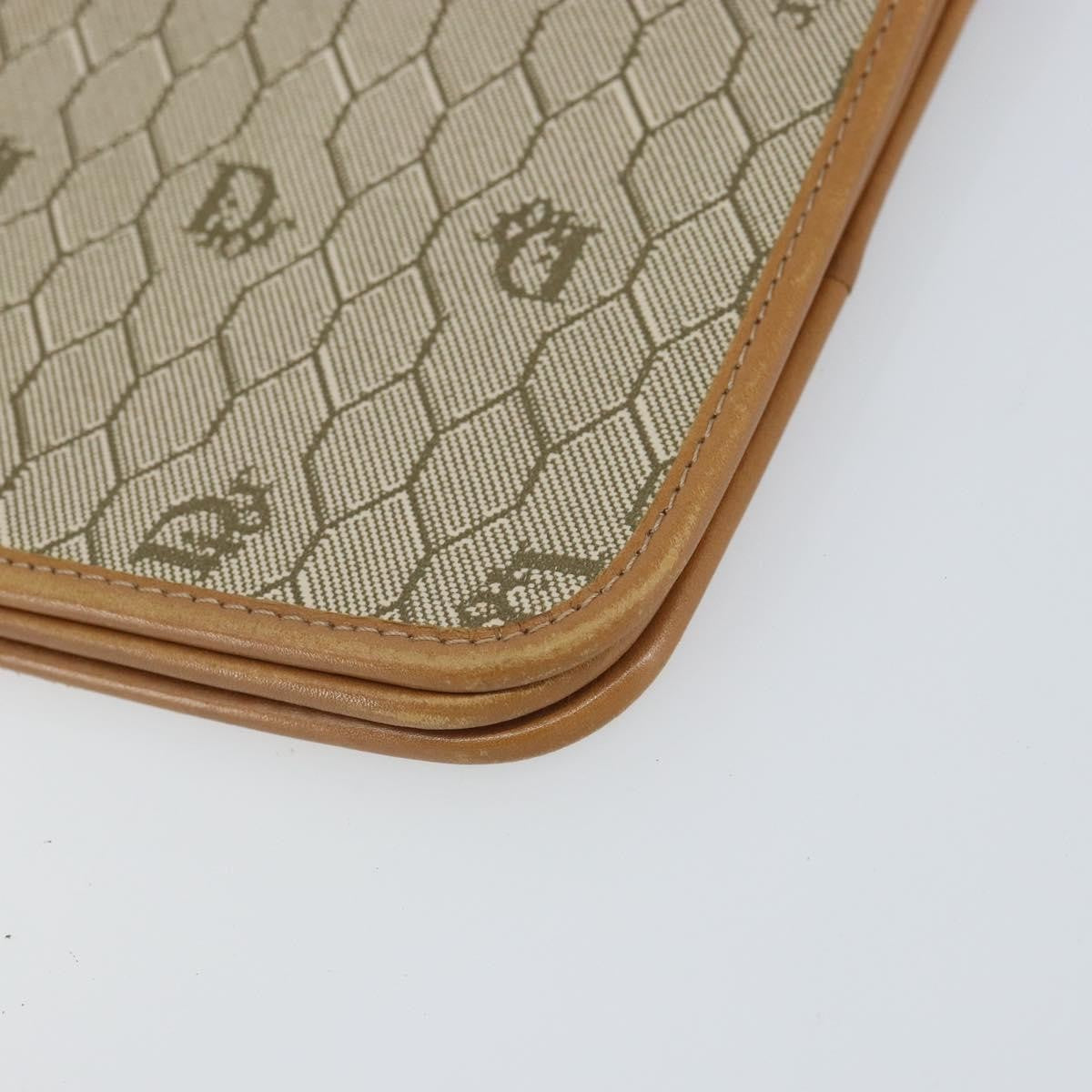 Christian Dior Vintage Honeycomb Clutch Canvas Beige Canvas Clutche & Pouche Bag (Pre-Owned)