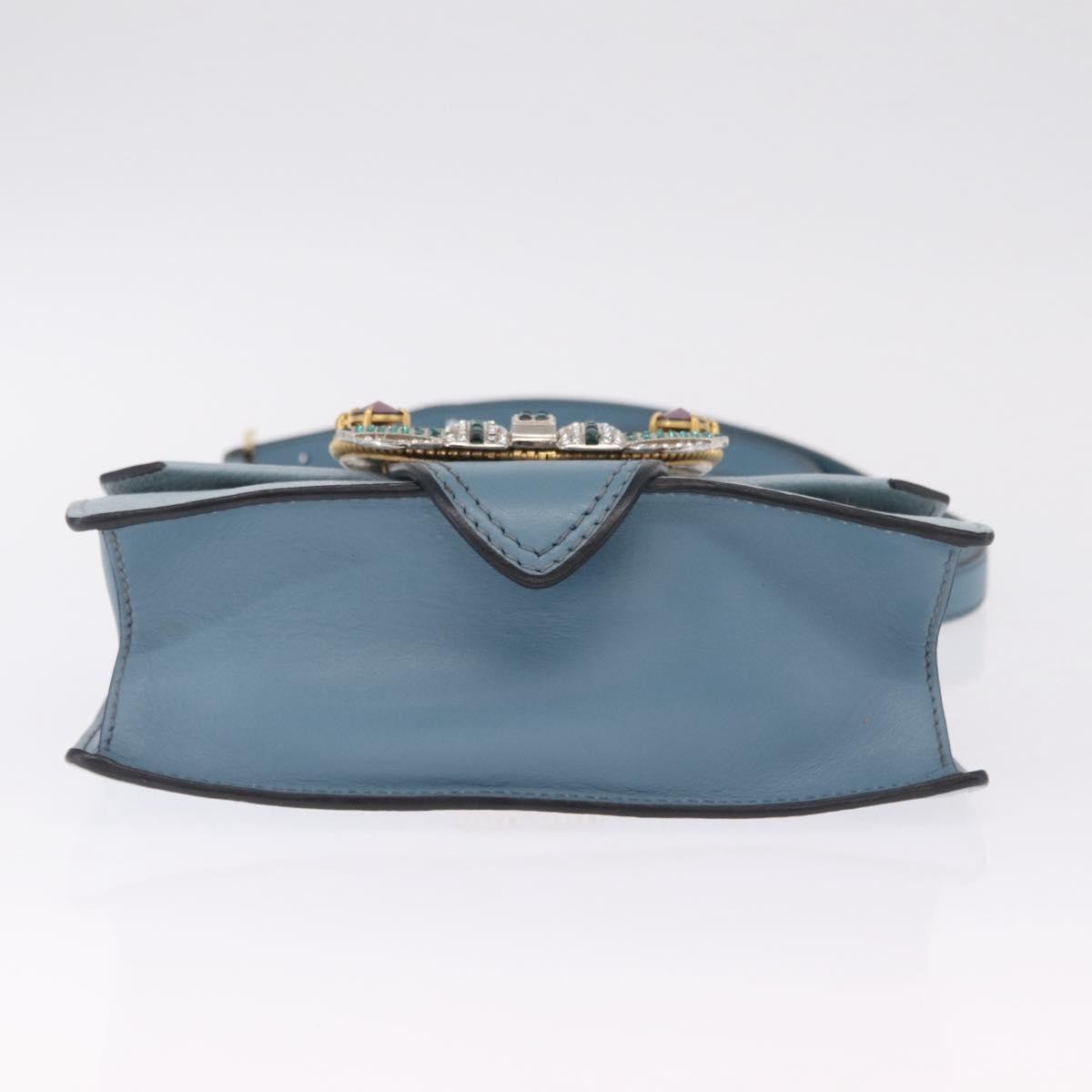 Miu Miu Madras Crystal Buckle Leather Blue Leather Shoulder Bag Bag (Pre-Owned)