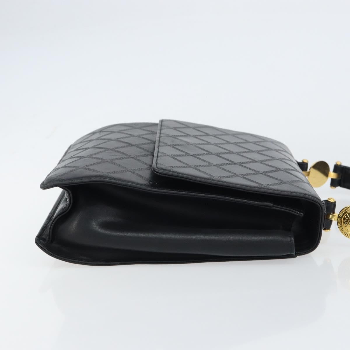 Versace Vintage Leather Black Leather Handbag (Pre-Owned)