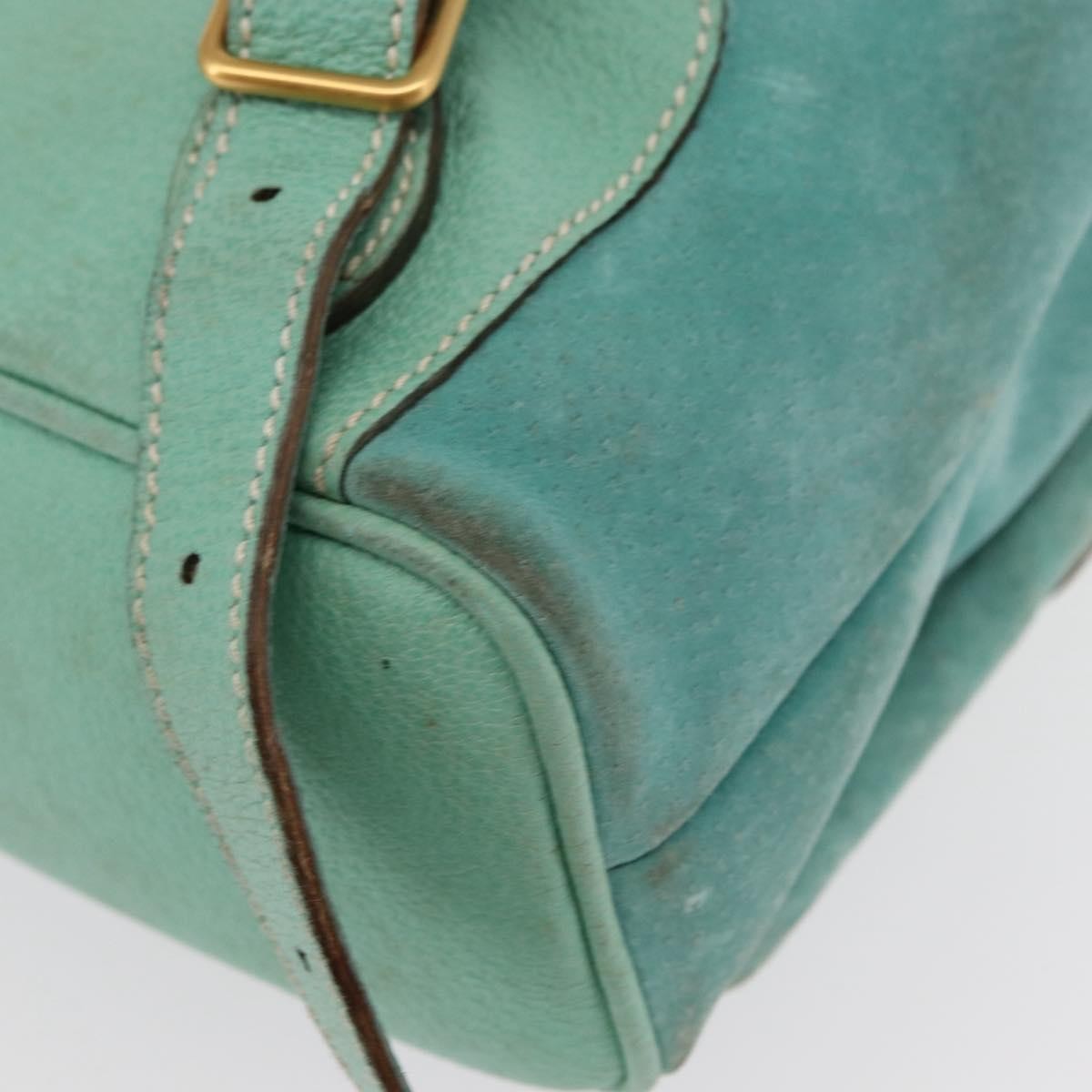 Gucci Vintage Bamboo Suede Green Suede Backpack Bag (Pre-Owned)