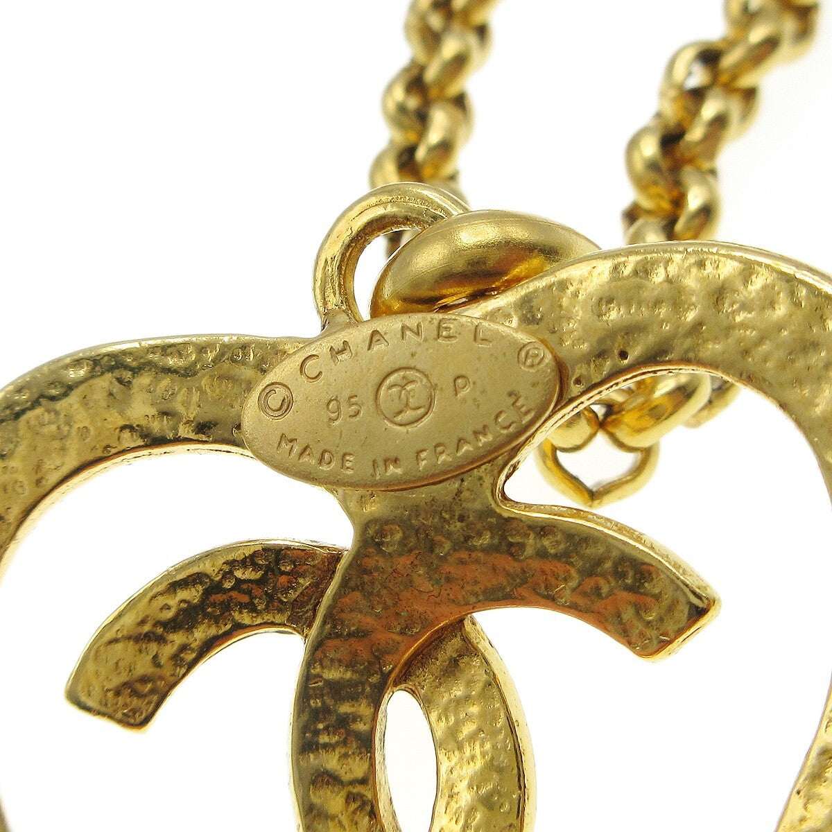 Chanel Cc Heart Pendant Metal Gold Gold_Plated Necklace Jewelry (Pre-Owned)