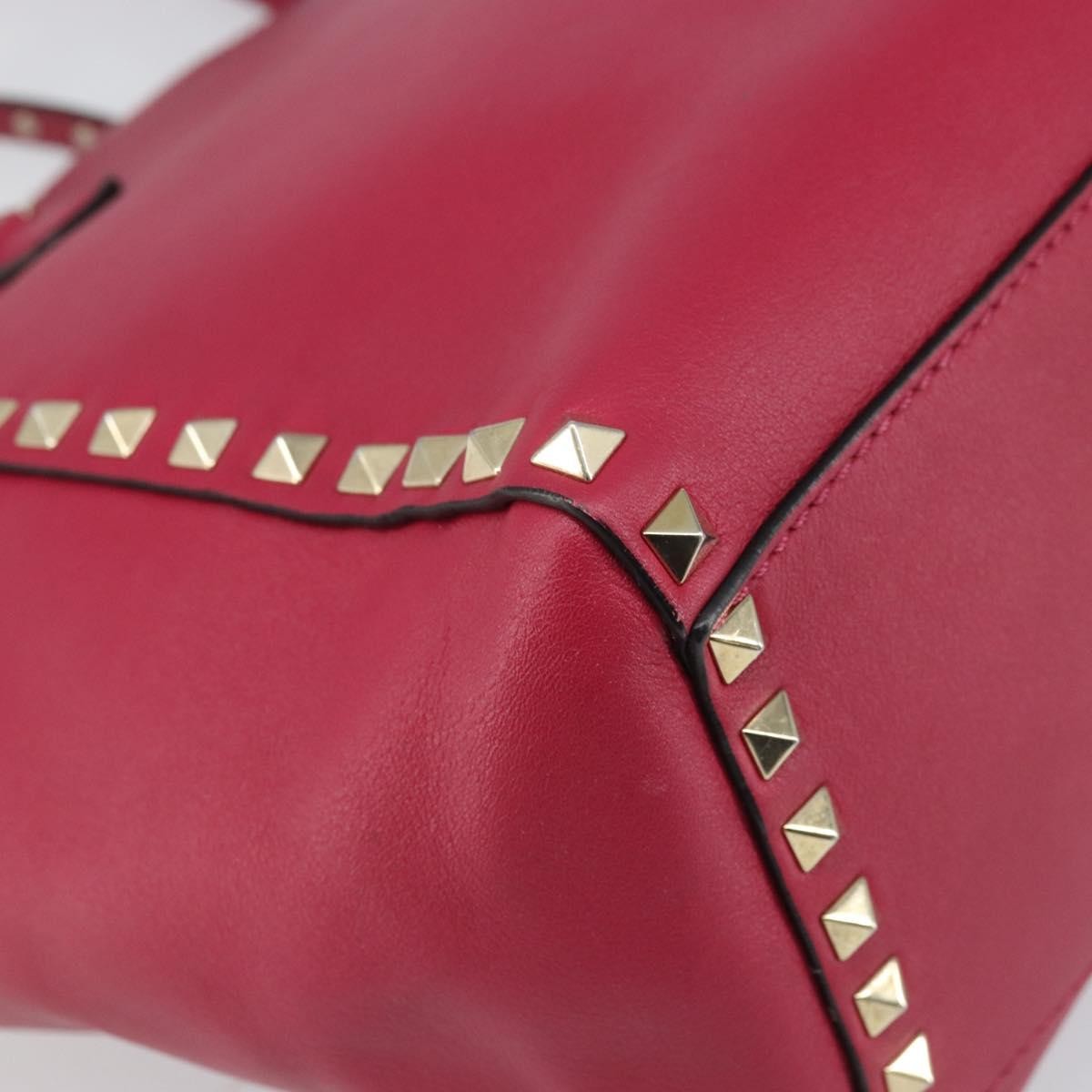 Valentino Garavani 1975 Rockstud Striped Leather Pink Leather Tote Bag Bag (Pre-Owned)