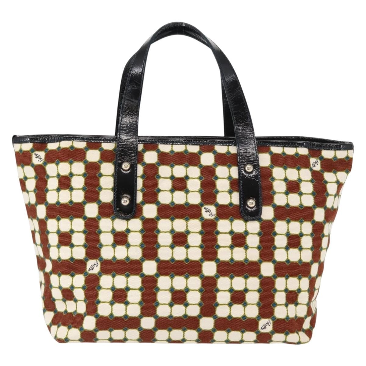 Bally Vintage Canvas Brown Canvas Handbag (Pre-Owned)