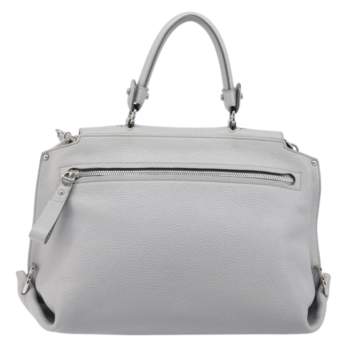 Salvatore Ferragamo Sofia Satchel Leather Gray Leather Handbag (Pre-Owned)
