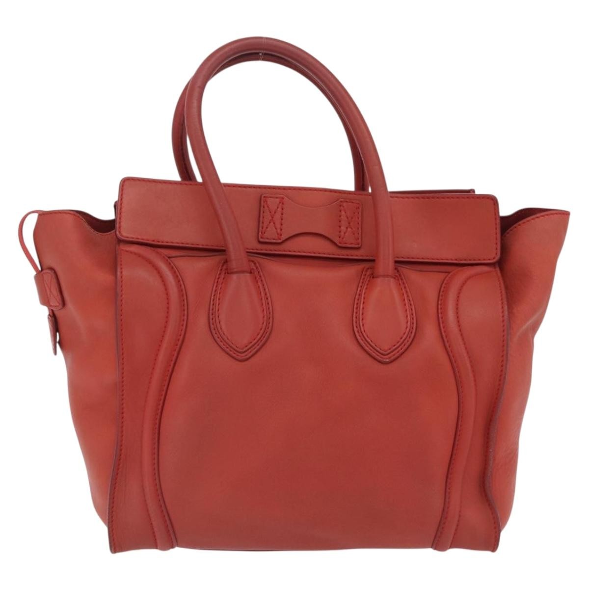 Celine Luggage Suede Red Leather Handbag (Pre-Owned)