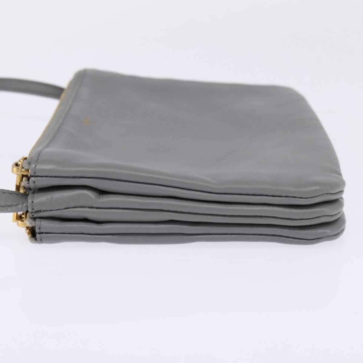 Celine Trio Leather Gray Leather Crossbody Bag Bag (Pre-Owned)