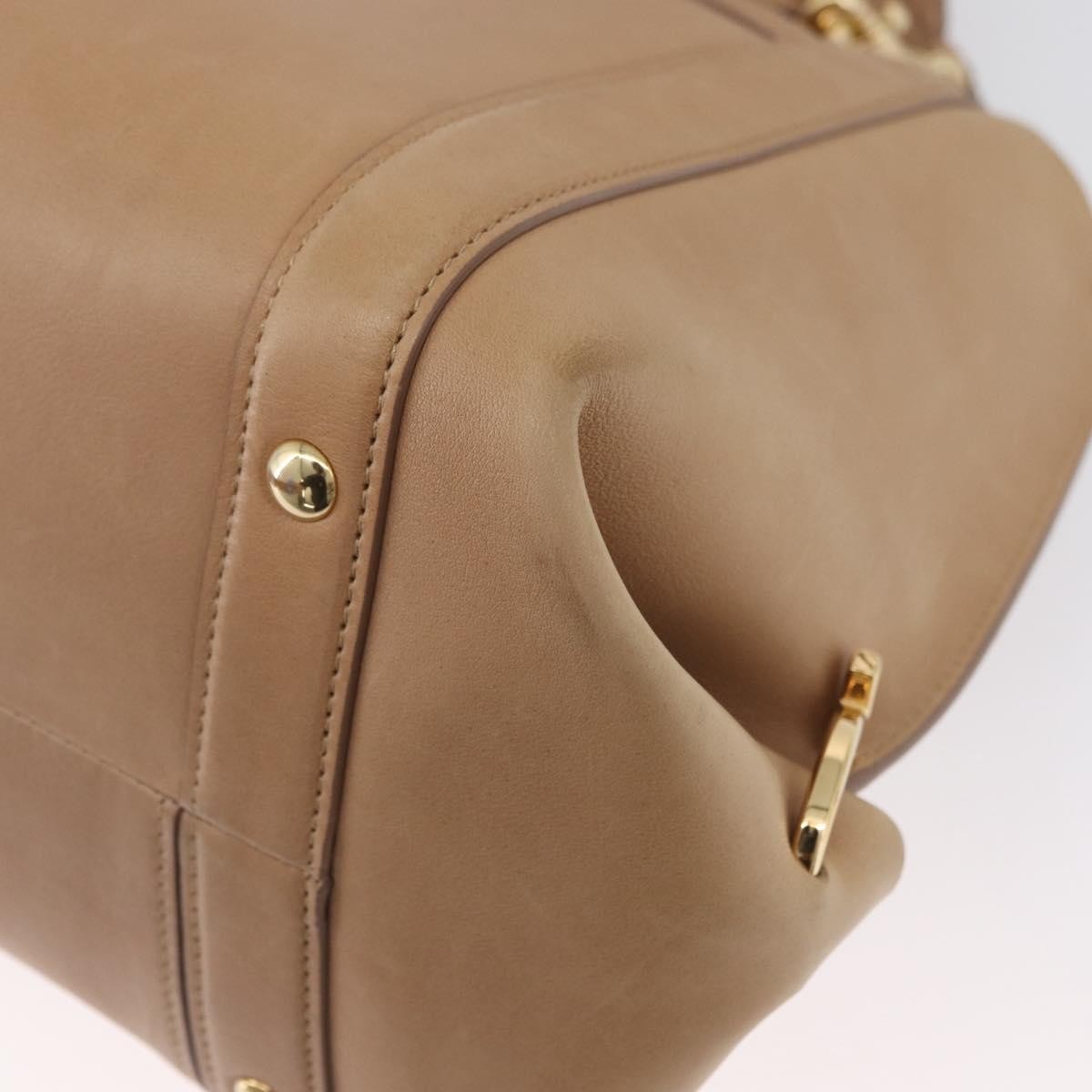 Salvatore Ferragamo Suzanna Satchel Smooth Leather Beige Leather Handbag (Pre-Owned)