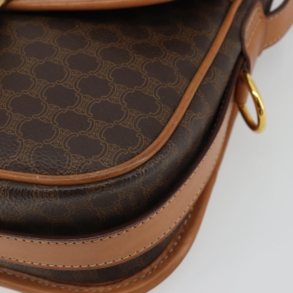 Celine Vintage Macadam Canvas And Leather Brown Canvas Shoulder Bag Bag (Pre-Owned)