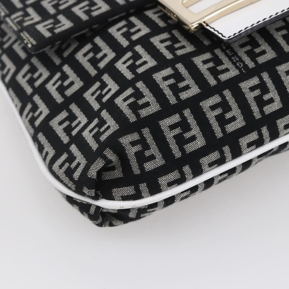 Fendi Vintage Flap Zucchino Canvas Black Canvas Shoulder Bag Bag (Pre-Owned)
