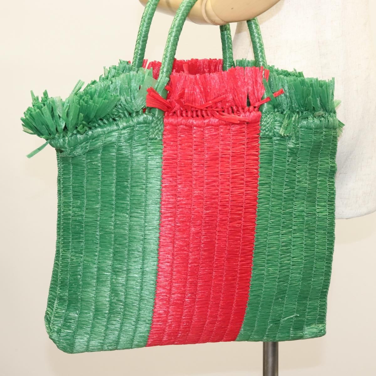 Gucci Cestino Woven Raffia Green Wicker Tote Bag Bag (Pre-Owned)