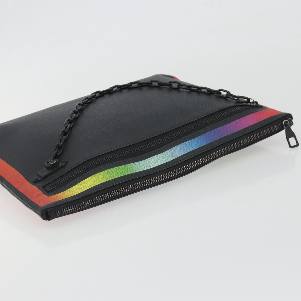 Louis Vuitton Pochette A4 Rainbow Taiga Leather Black Leather Clutche & Pouche Bag (Pre-Owned)